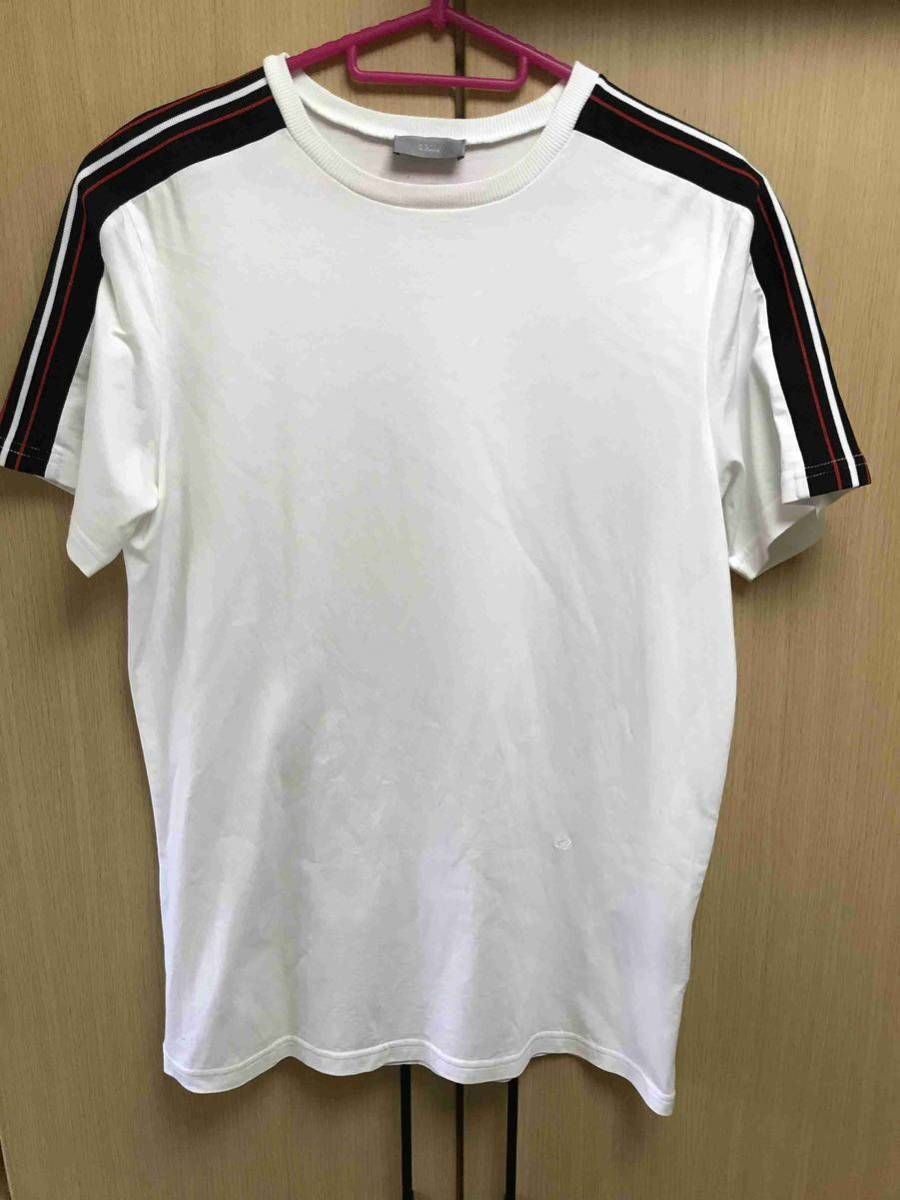 正規 17SS Dior Homme ディオールオム KRIS VAN ASSCHE クリスヴァンアッシュ CDロゴ 刺繍 トリミング Tシャツ 白 S 763J621Y0439