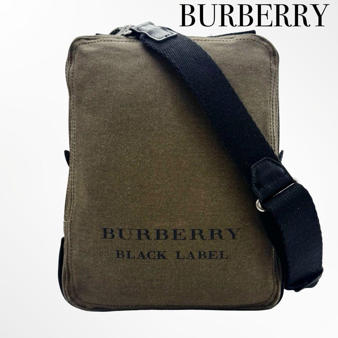 BURBERRY バーバリー ブラックレーベル クロスボディ ショルダーバッグ 斜め掛け キャンバス レザー ブラウン ブラック メンズ