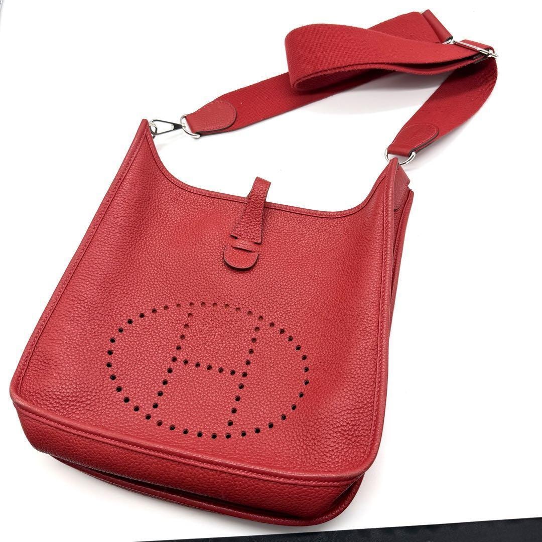【極上美品】HERMES エルメス エヴリンⅢ PM レッド ショルダーバッグ