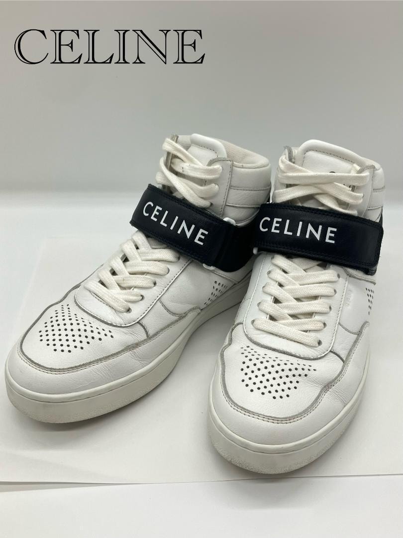 CELINE ベルクロストラップ ロゴ ハイカット パンチング 35 スニーカー