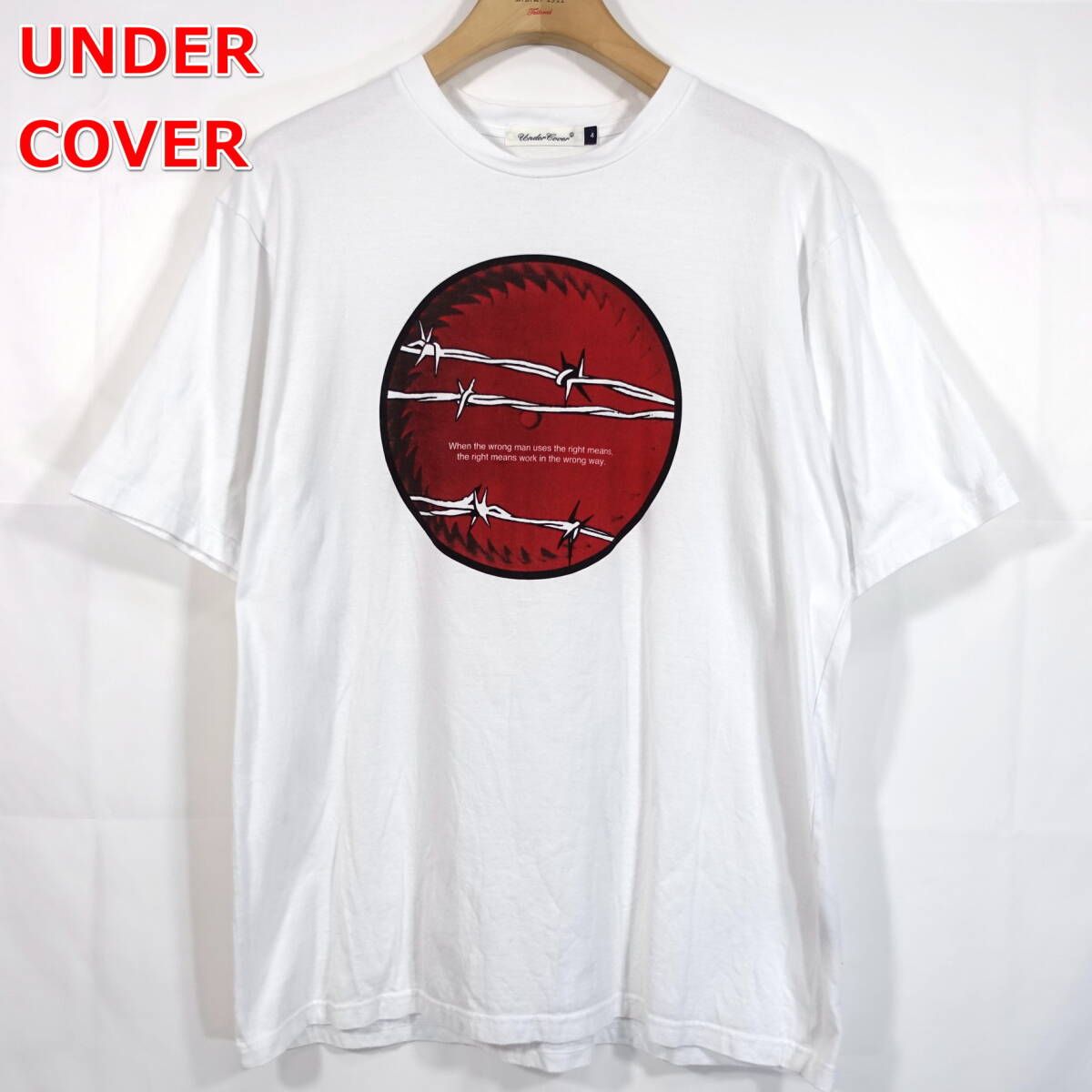 【良品】アンダーカバー　針金プリントＴシャツ　UNDERCOVER　サイズ４（ＸＬ相当）　白赤黒