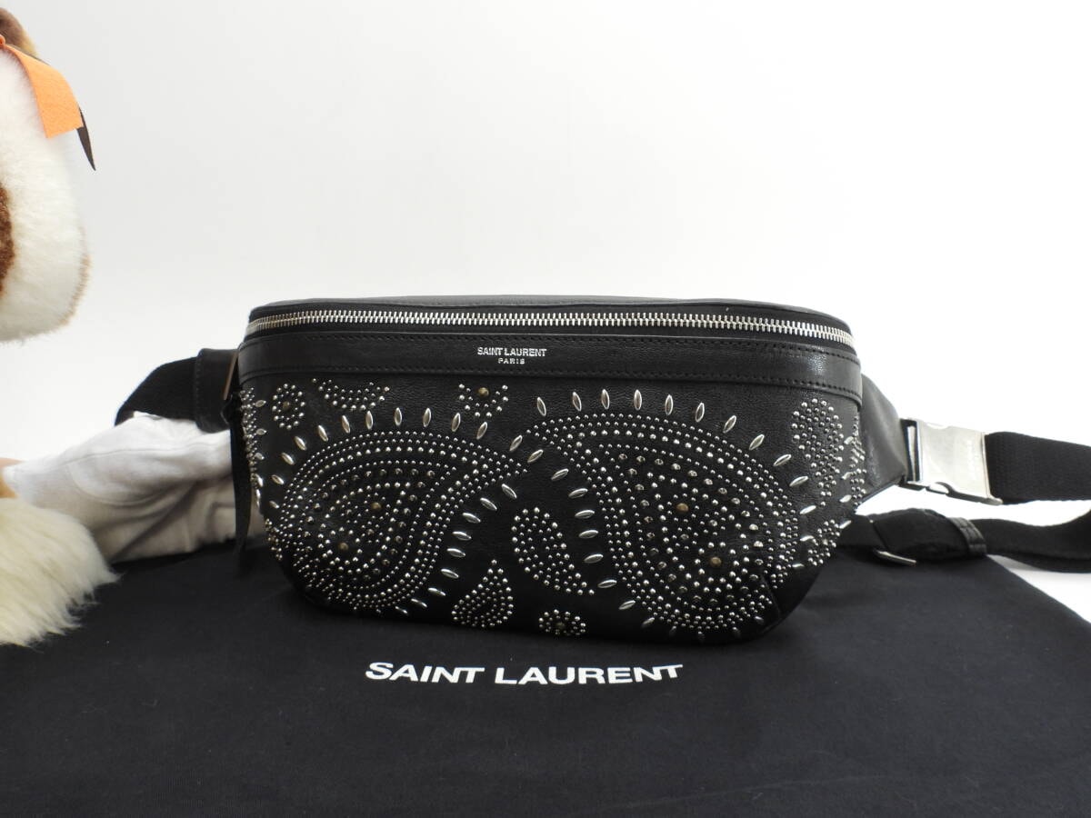 サンローラン ボディバッグ 限定シティ レザー黒 クロスボディバッグ スタッズ 極美品@ 1