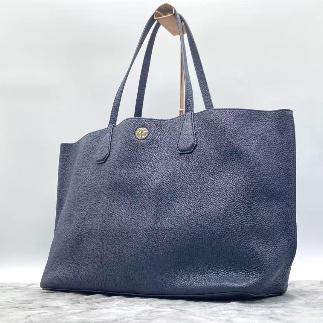 未使用級 トリーバーチ トートバッグ ポーチ ジャカード Tモノグラム ネイビー トリーバーチ Tモノグラム ジャカード テニス バッグ 