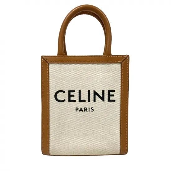 【美品】CELINE ミニバーティカルカバ 2WAY ナチュラル×タン