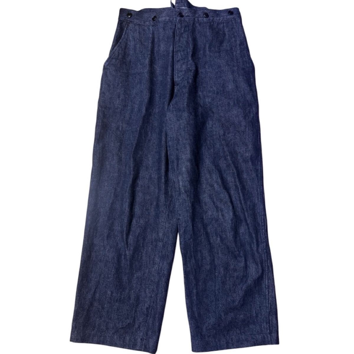 COMOLI Navy Denim Tapered Pants 