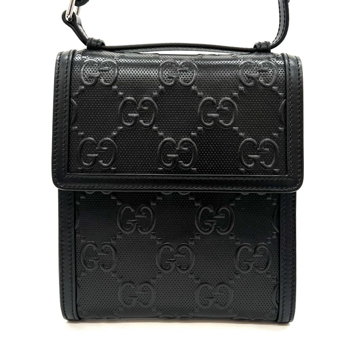 GUCCI グッチ　GGエンボス　ショルダーバッグ　ブラック　レザー　625782 GG メンズ　レディース　ユニセックス　お出かけ　カジュアル　