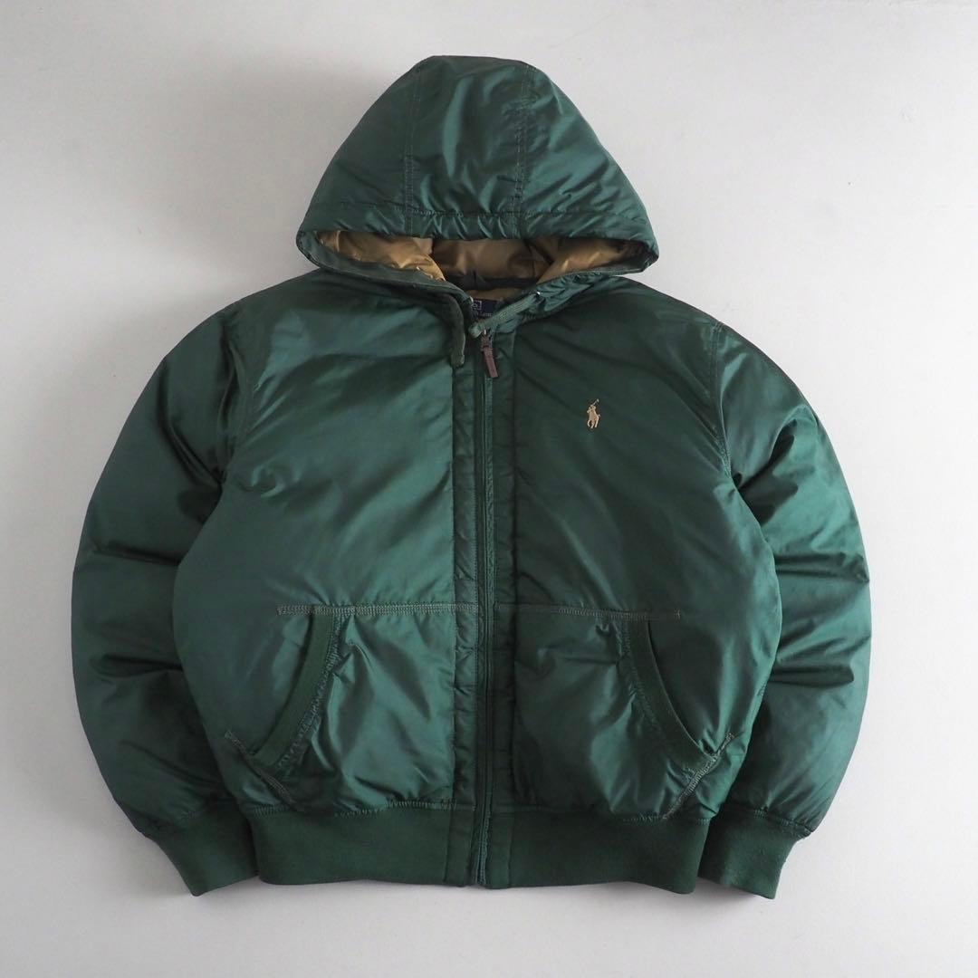 ラルフローレン　Ralph Lauren　ダウンジャケット　グリーン　フーディ　肉厚　美品　メンズ