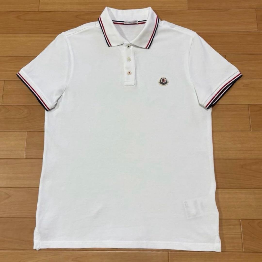MONCLER ホワイトポロシャツ S MONCLER 銀座店 モンクレール 美品 ロゴ