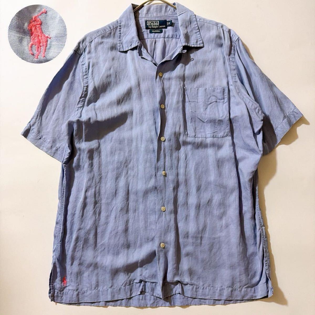 NICENESS S.Thom Heather Chambray Open-Collar Shirt NICENESS S.Thom Heather Chambray Open-Collar Shirt