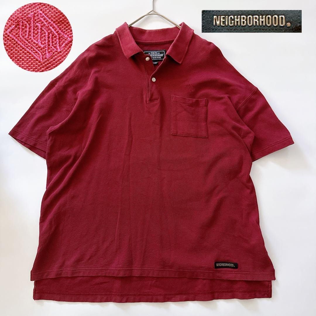 20SS NEIGHBORHOOD ネイバーフッド ポロシャツ LOGIC/C-POLO.SS 鹿の子 　カノコ 刺繍ロゴ ロゴパッチ NBHD ダイヤモンドロゴ XL ボルドー