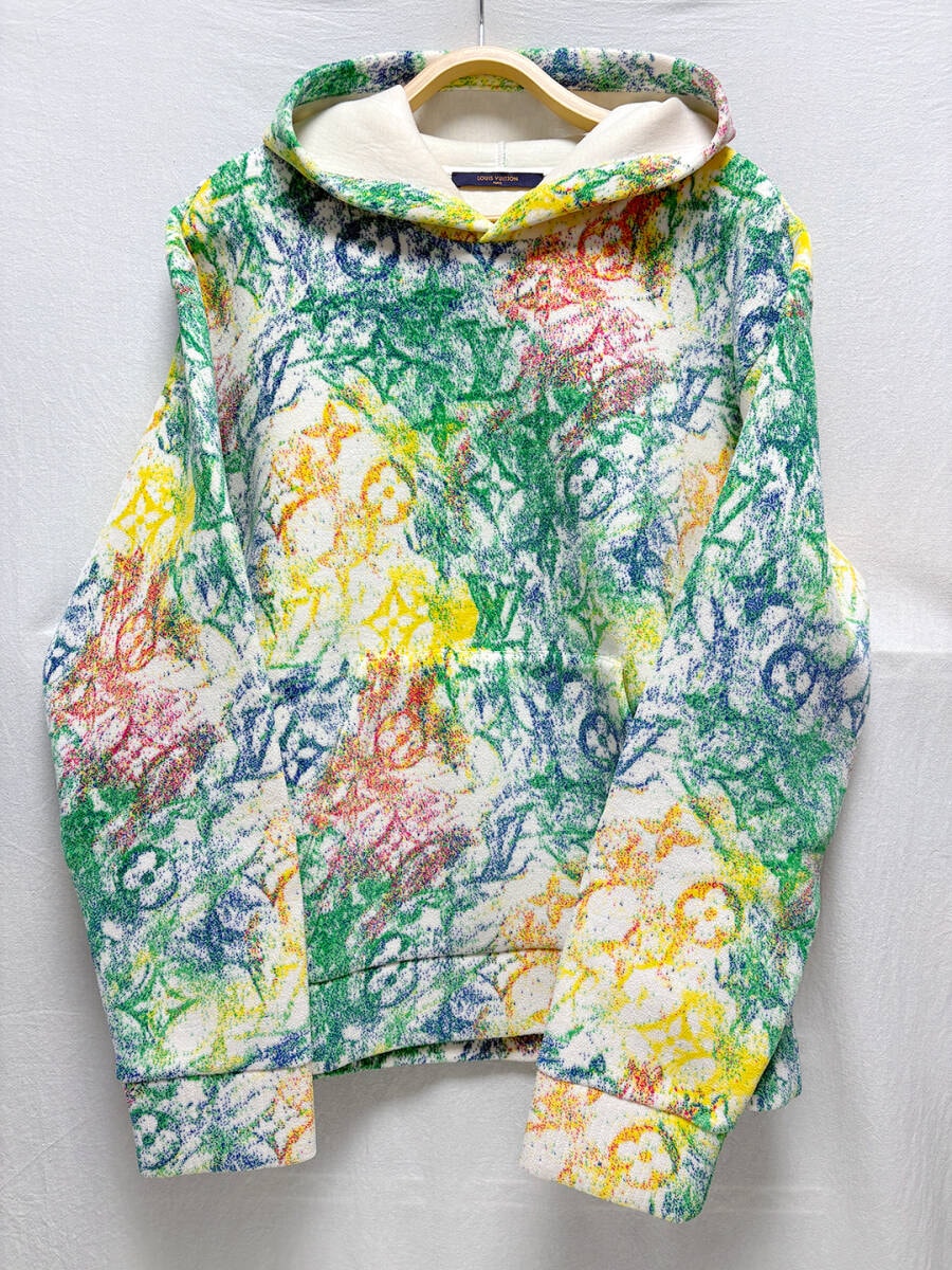 【希少/名作】LOUIS VUITTON ルイヴィトン VELVET PASTEL MONOGRAM JACQUARD HOODIE ベルベットパステルモノグラムジャガードフーディ｜L