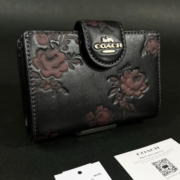 A (未使用に近い)】COACHコーチ C4110 ラウンドジップウォレット 箱 
