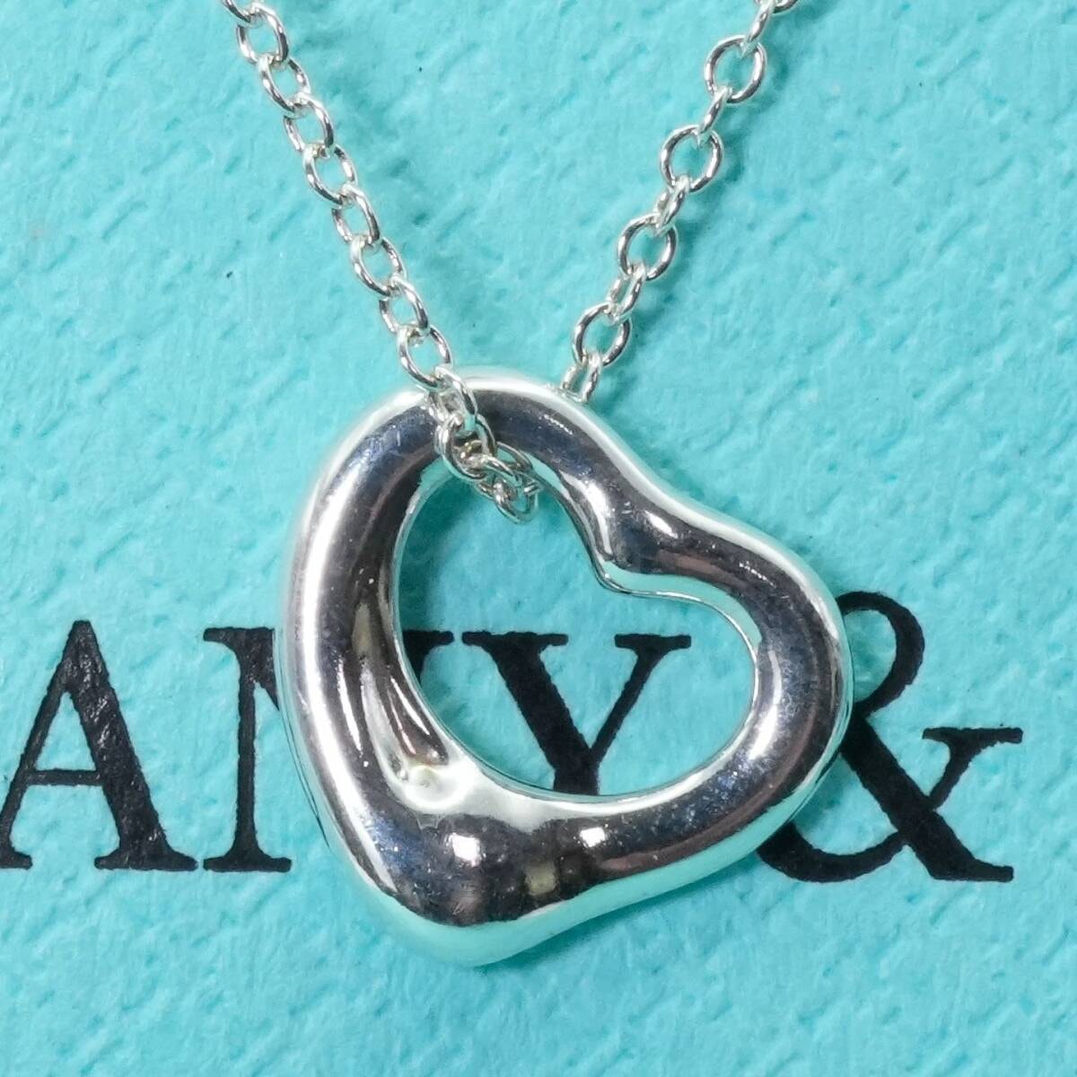 極美品11mm ティファニー オープンハート ネックレス/24-5514S