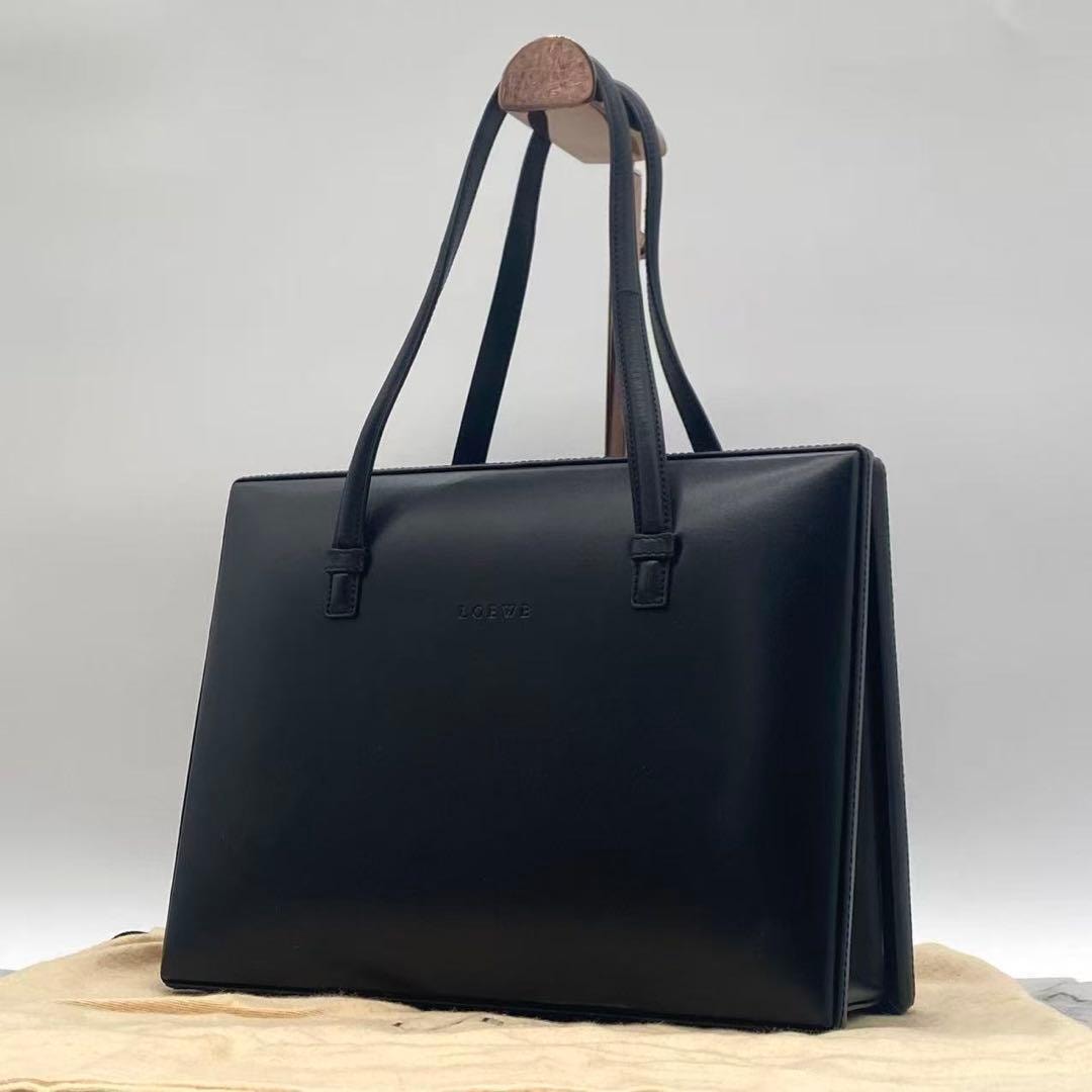 希少 LOEWE ロエベ ポスタル ヴィンテージ ハンドバッグ ブラック 保存袋