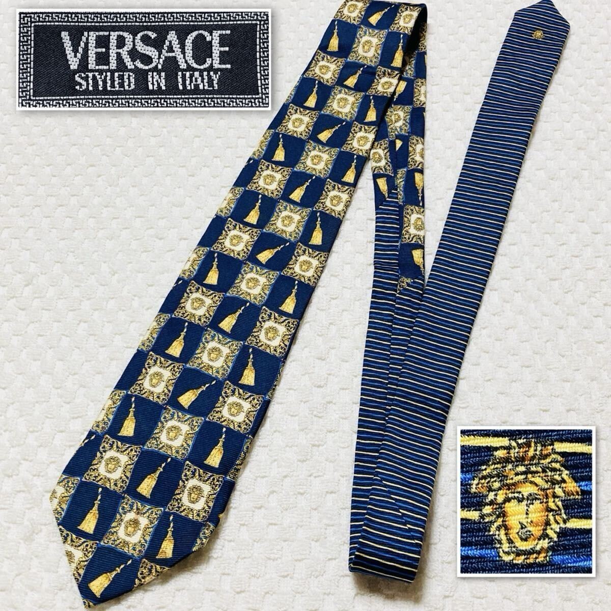 B (目立った傷や汚れなし)】□極美品□VERSACE ヴェルサーチ ネクタイ