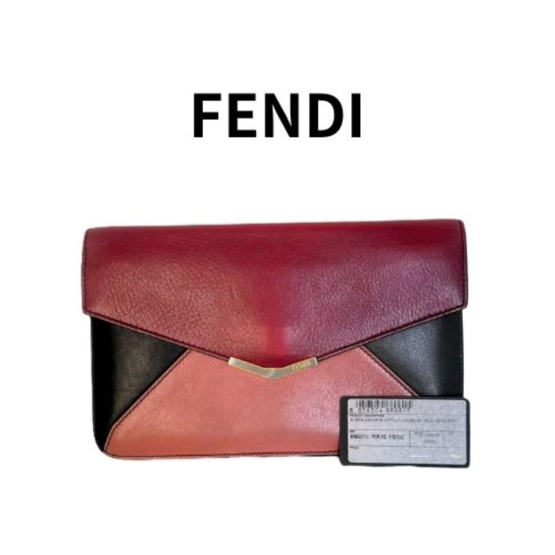 FENDI フェンディ クラッチバッグ レザー ボルドー トゥージュール