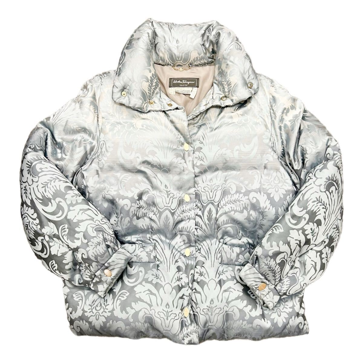 サルヴァトーレ フェラガモ Salvatore Ferragamo　ジャケット　シルク　レディース　I40　ライトブルー　シルバー　総柄