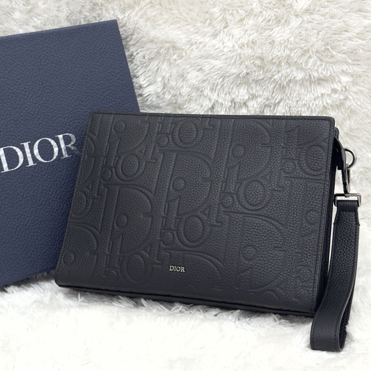 ☆極美品☆現行 DIOR ディオール グラビティ クラッチ ポーチ レザー 黒 セカンドバッグ クラッチバッグ ブラック