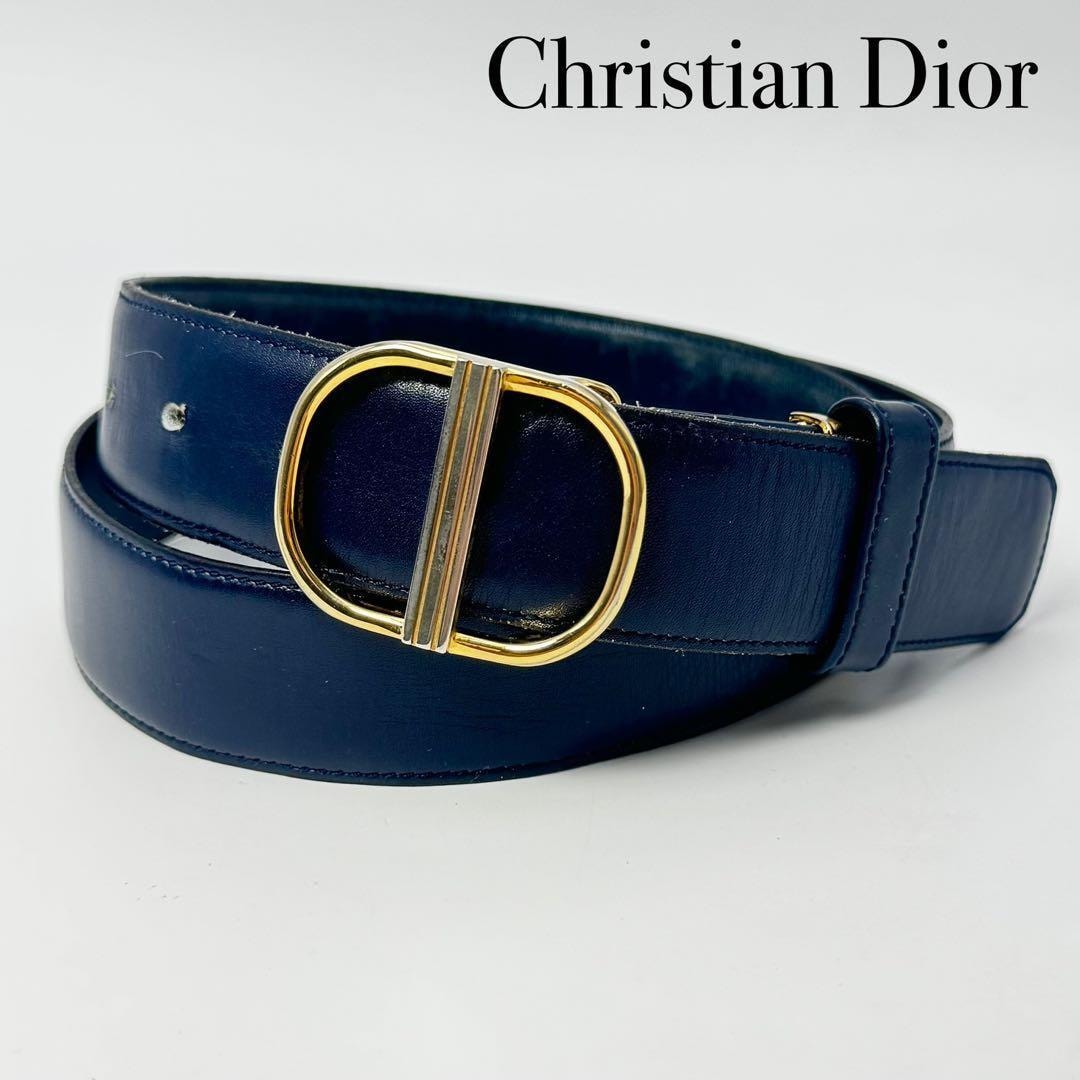 Christian Dior クリスチャンディオール ヴィンテージ レザーベルト レディース ゴールド ブラック