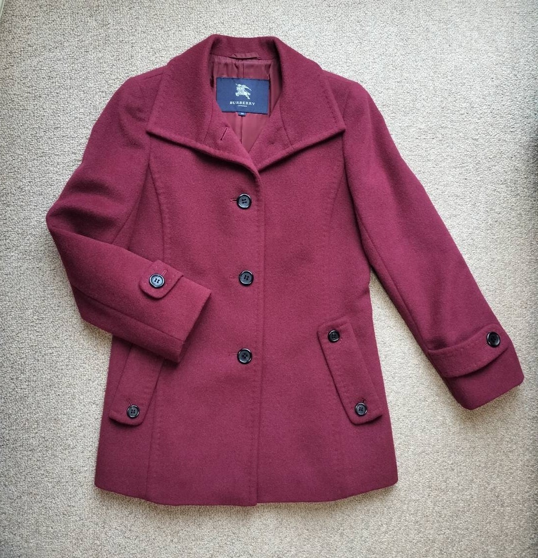 美品・バーバリーロンドン・38 ローズマダー・ショートコート・アンゴラ混