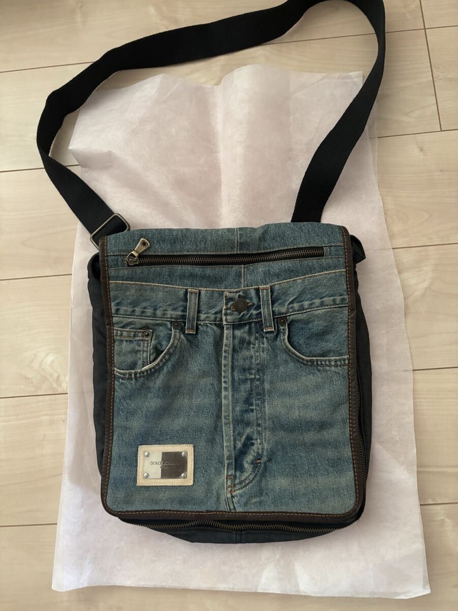 未使用☆DOLCE&GABBANAドルチェ＆ガッバーナ デニムヴィンテージリメイク風　ショルダーバッグ