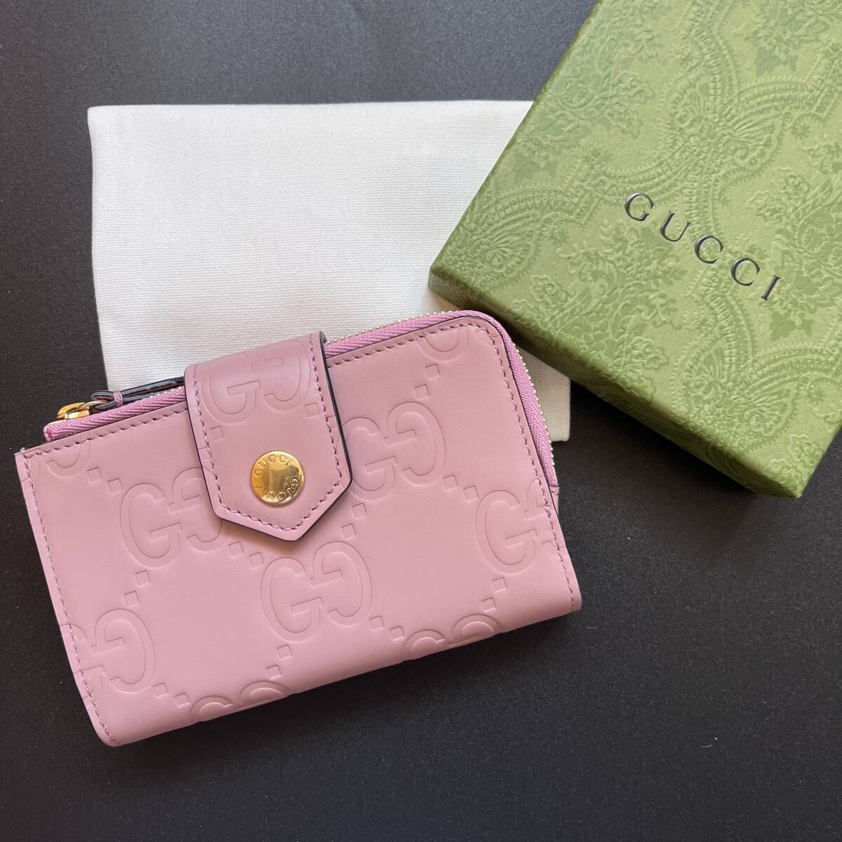 【GUCCI】財布 ミニウォレット 新品・未使用(ワケあり)】【正規】GUCCI GGレザー 二つ折り ミニ