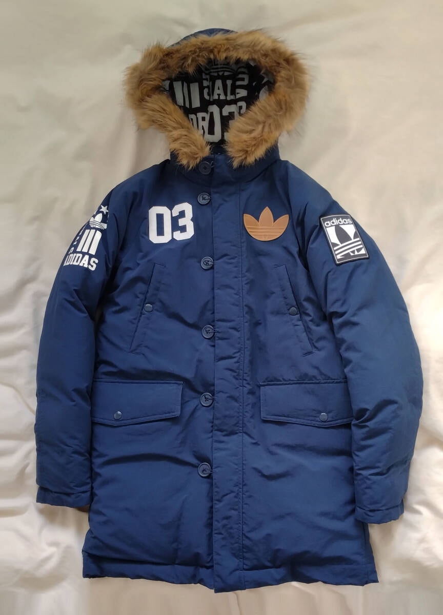adidas originals アディダスオリジナルス ダウンジャケット ネイビー ベンチコート ダウンコート S アディダス N-3B ワッペン ナンバー 03
