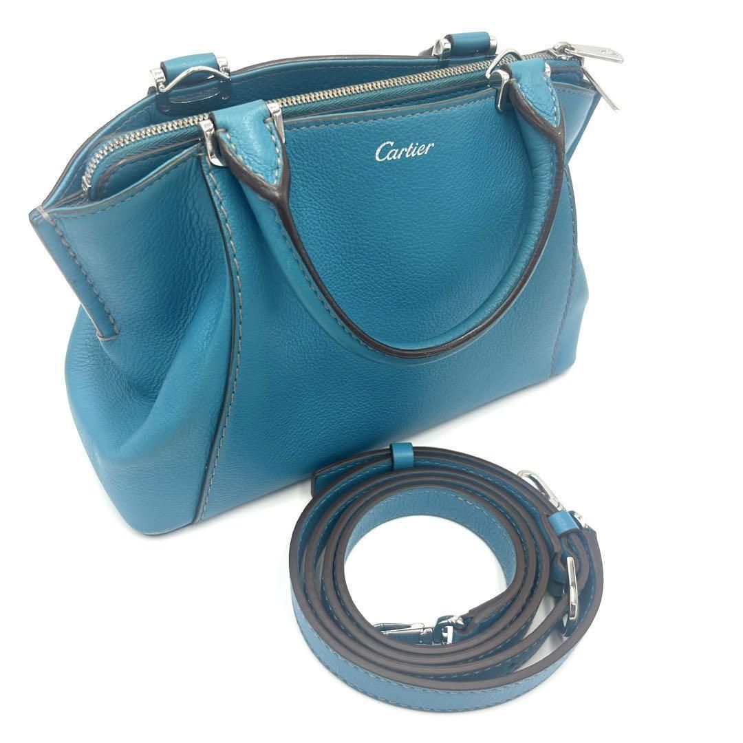 Cartier カルティエ 2wayバッグ Cドゥ ブルー グリーン