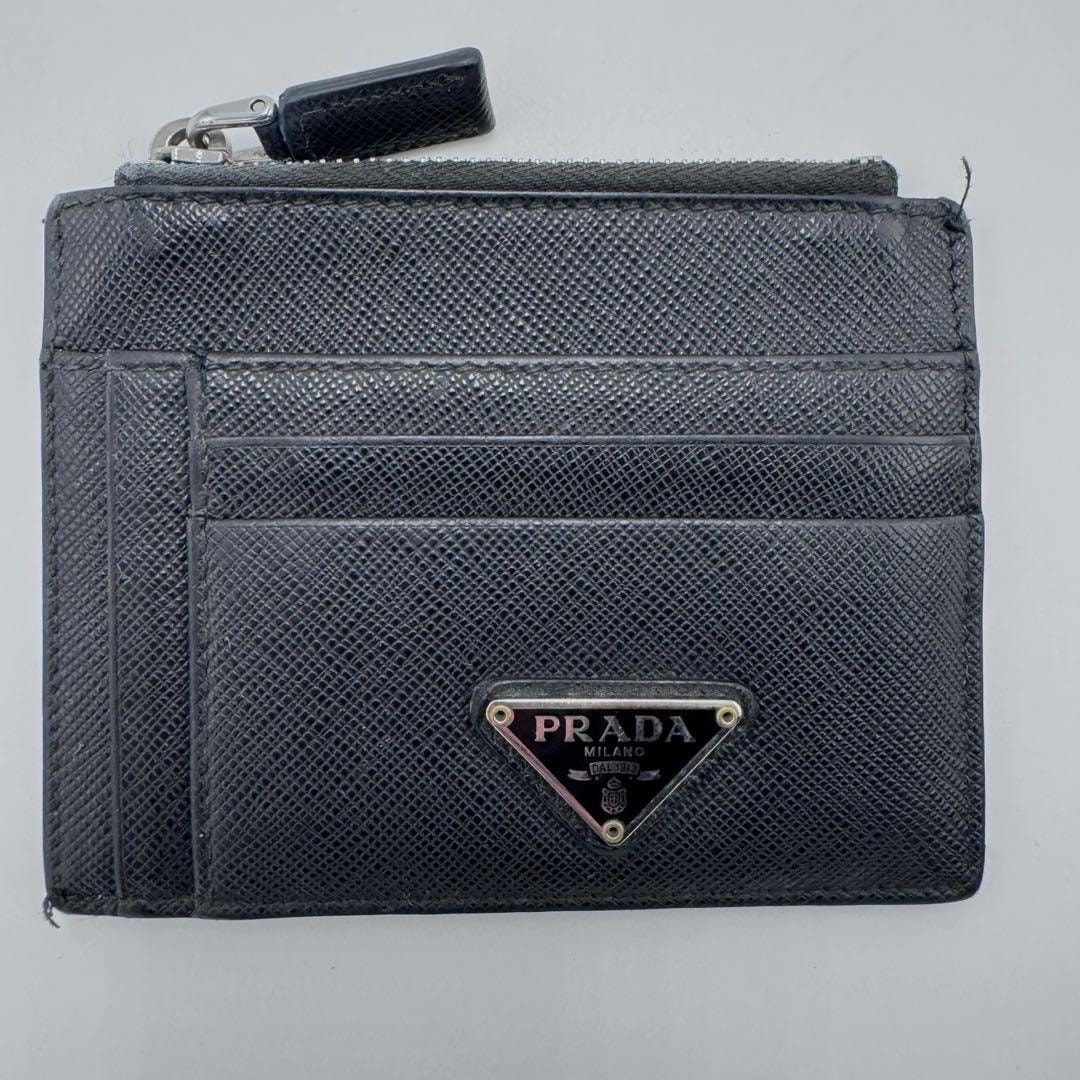 No.441 レア希少☆【美品】PRADA プラダ サフィアーノ トライアングル フラグメントケース 2MC067 カードケース コインケース ユニセックス