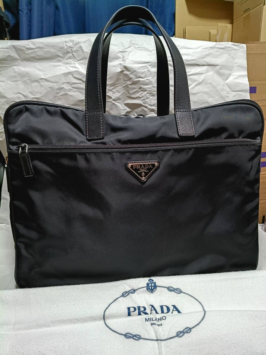 ブリーフケース大 サフィアーノレザー ナイロン 黒 ドキュメントケース