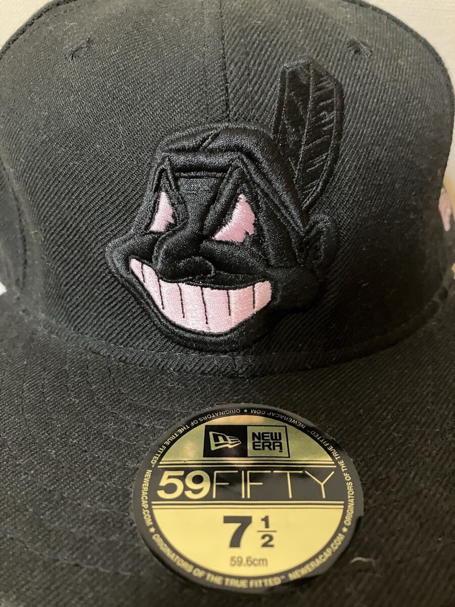 C (やや傷や汚れあり)】NEW ERA Indians ワフー酋長ロゴ 7 1/2 （59.6