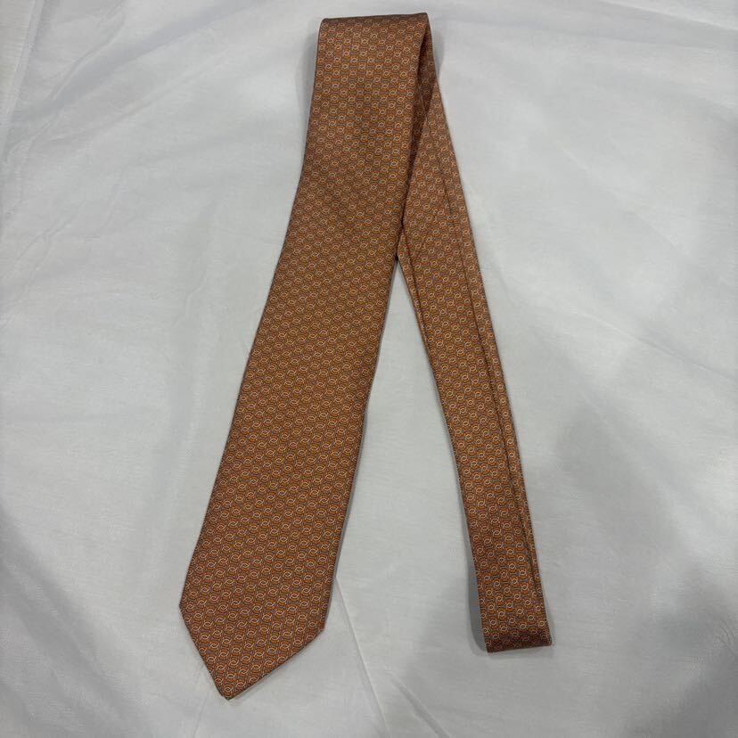 エルメス シェーヌダンクル柄 ネクタイ オレンジ