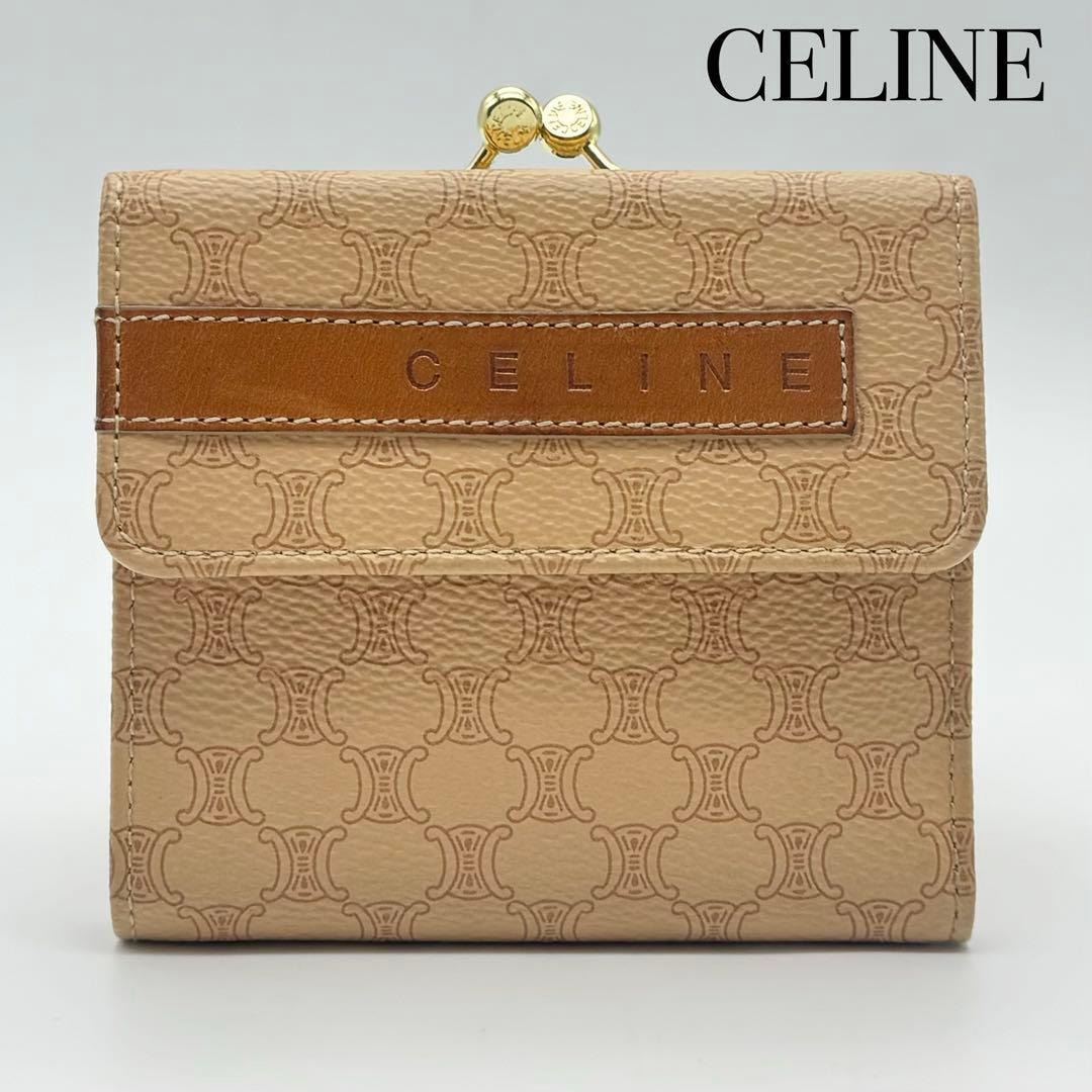 D (傷や汚れあり)】セリーヌ CELINE 長財布 がま口 マカダム柄 M06