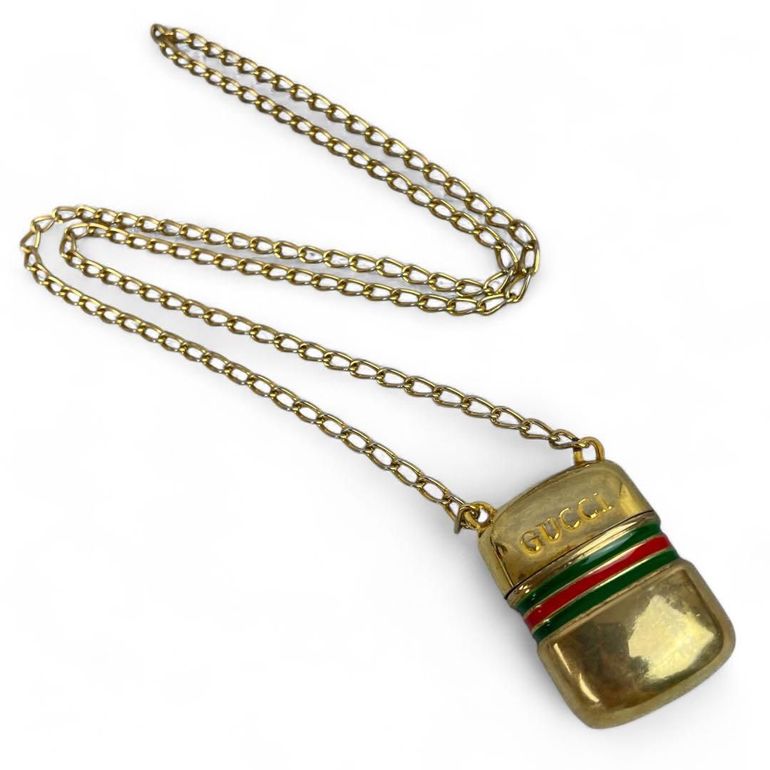 GUCCI ネックレス　シェリーライン　ピルケース　ゴールド　オールドグッチ　ペンダント