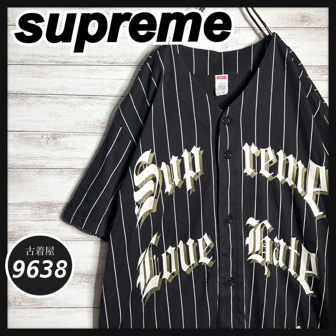 【入手困難!!】シュプリーム 刺繍 ベースボールシャツ 半袖シャツ ゆるだぼ