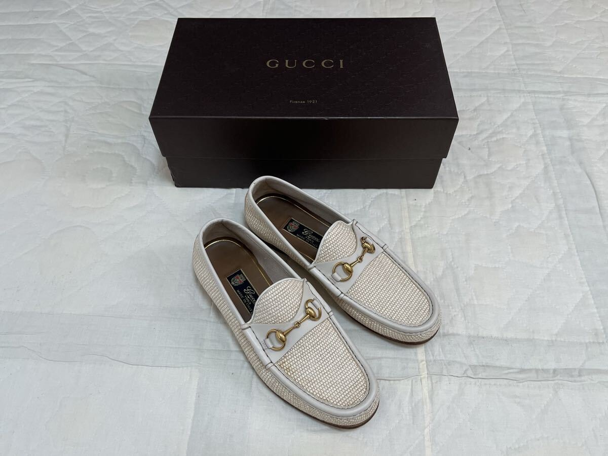 GUCCI グッチ ローファー ホースビット ビートローファー アイボリー シューズ メンズ UK8