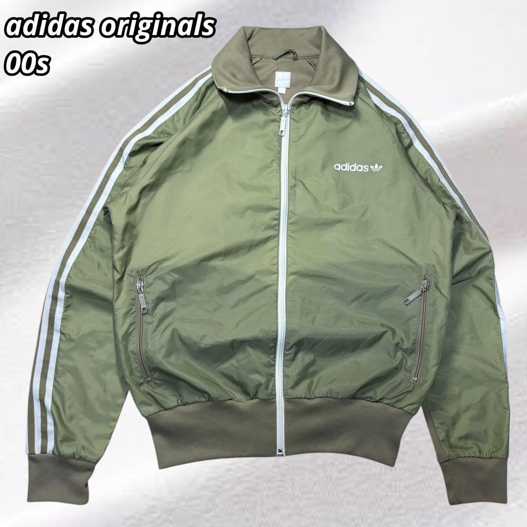 【美品】00s adidas ナイロン 切り替え トラックジャケット カーキ L トラックジャケット アディダス adidas 00's L カーキ ジャージ