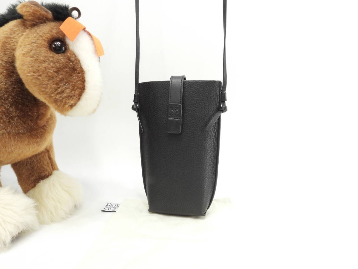 ロエベ フォンケース ゲートポケット レザー黒 ミニポシェットバッグ 美品@651913