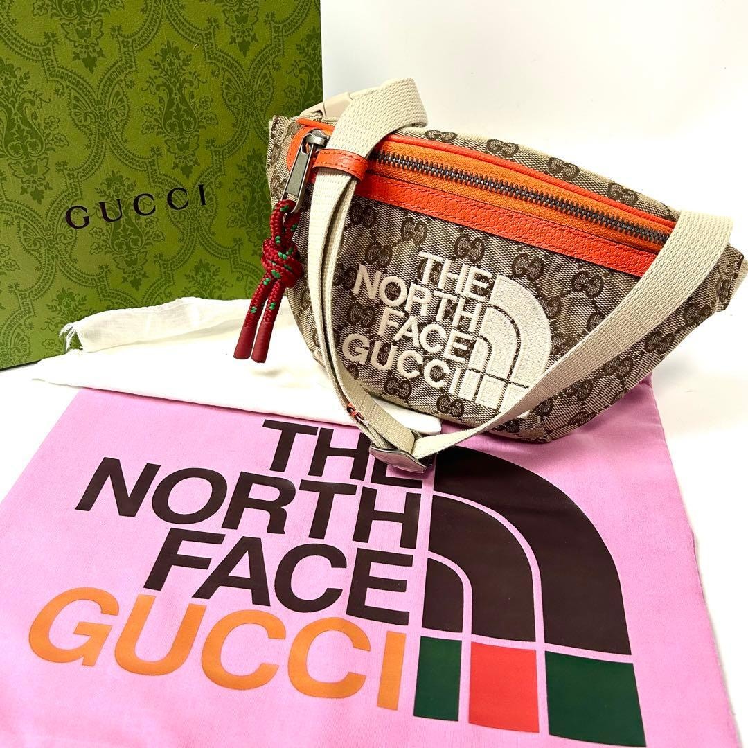 グッチ　ノースフェイス　コラボ　GGキャンバス　ショルダーバッグ