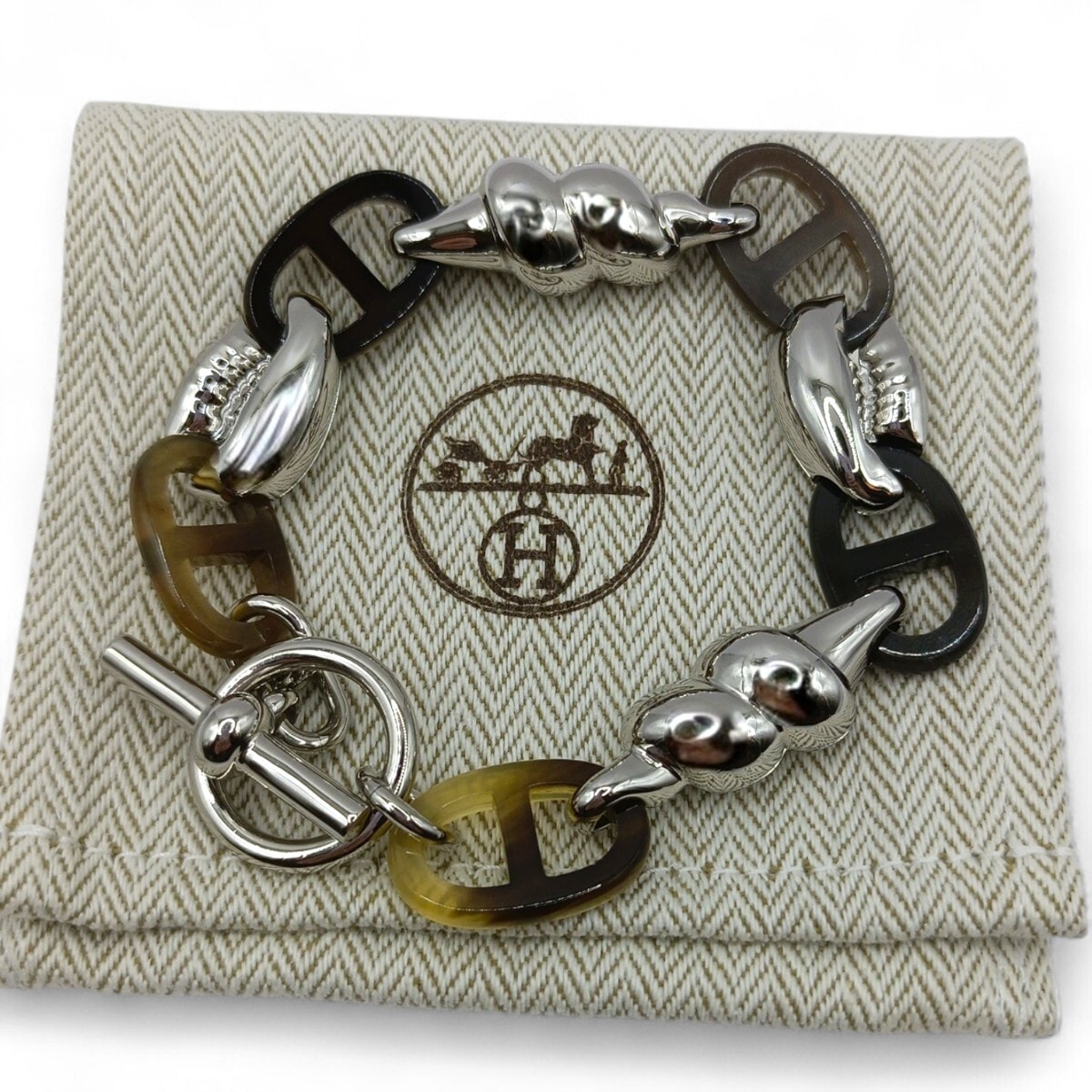 HERMES エルメス シェーヌダンクル リヴァージュ バッファローホーン ブレスレット