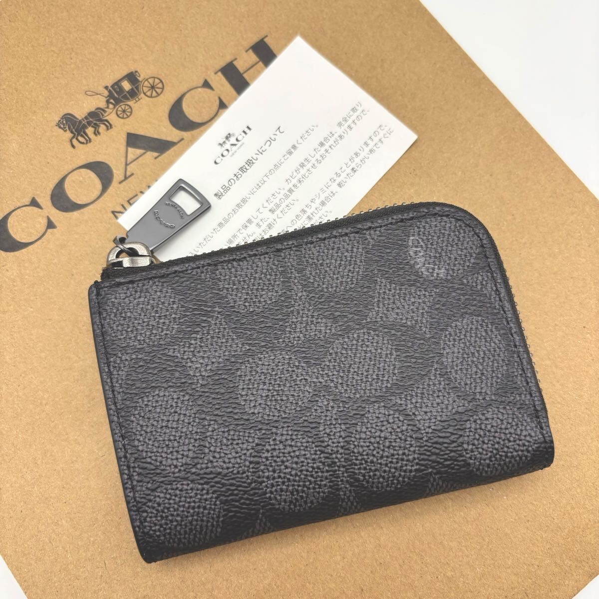 【COACH☆新品】ジップ キー ケース・シグネチャー キャンバス！レザー！ Lジップ キー ケース・シグネチャー キャンバス（キーケース