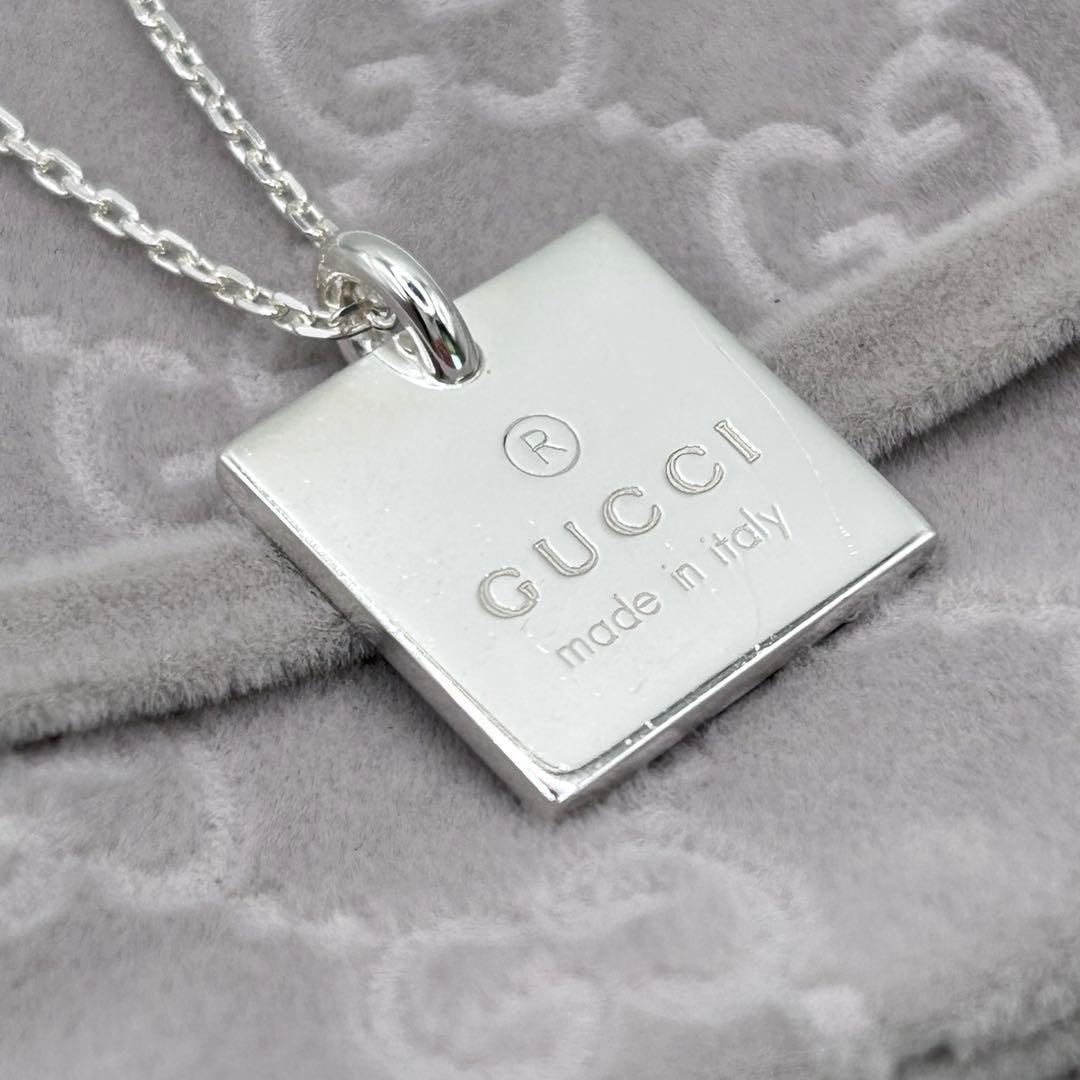 GUCCI グッチ スクエアプレート ネックレス シルバー925