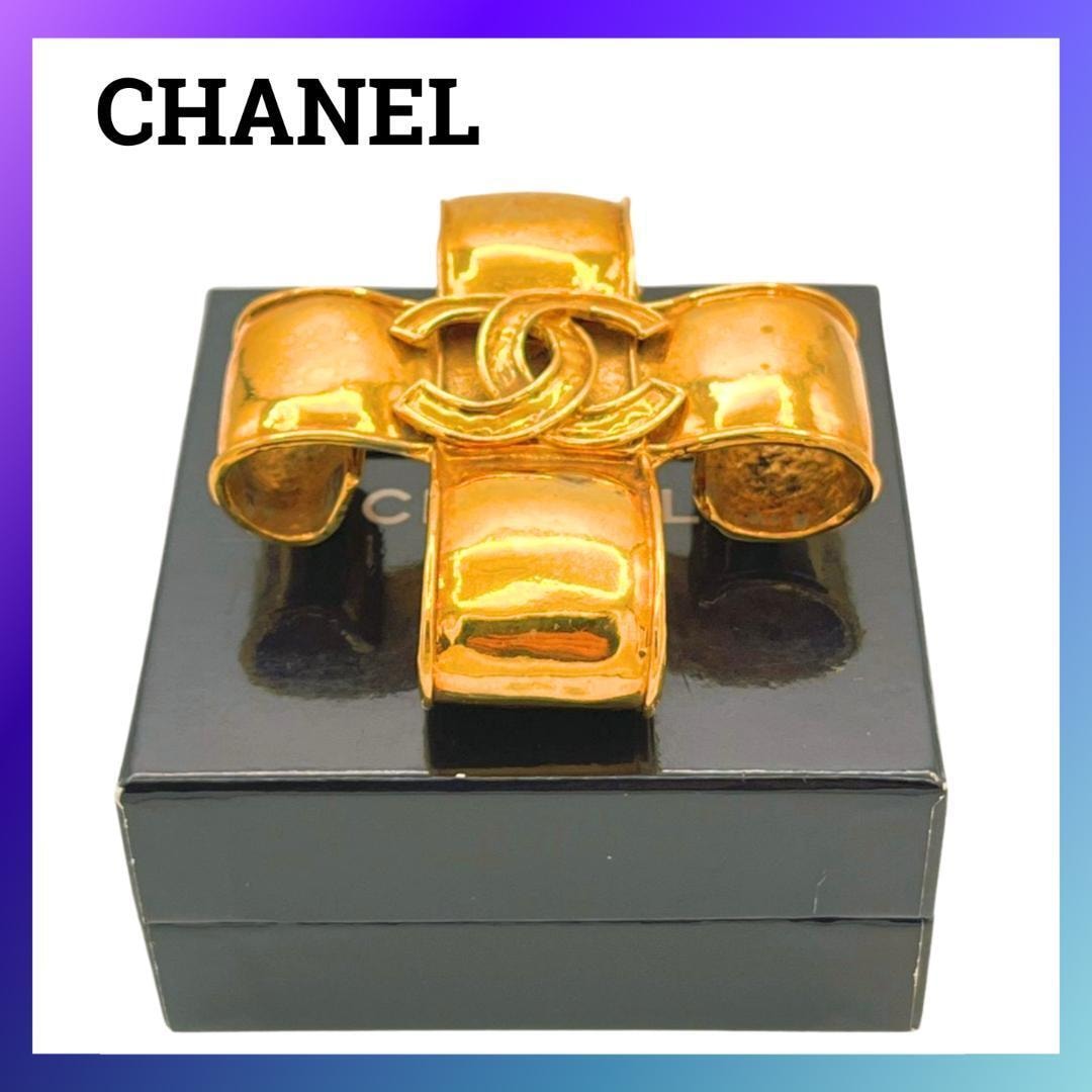 CHANEL シャネル 94P GP クロス ココマーク ブローチ レディース