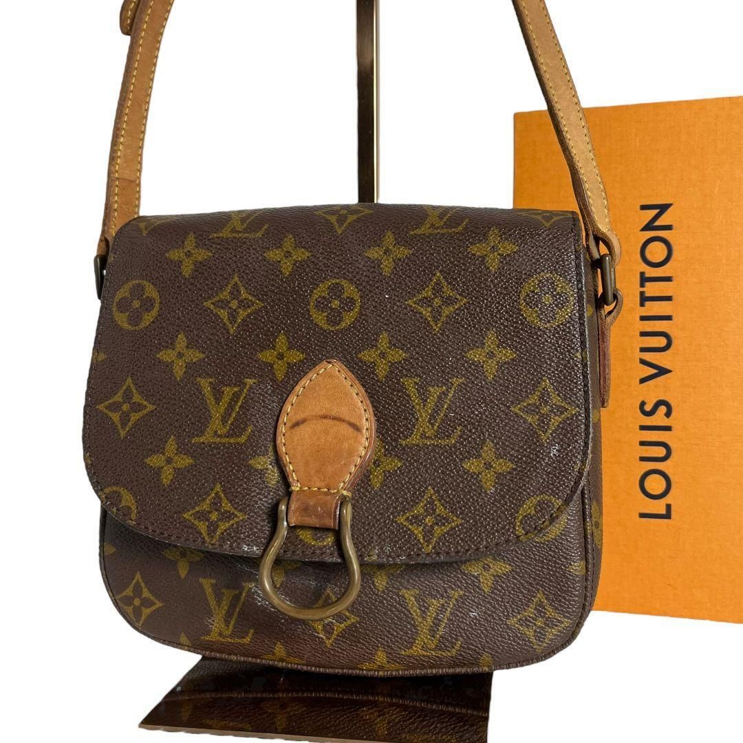 【鑑定済】ルイヴィトン　LOUIS VUITTON　モノグラム　サンクルーMM　ショルダーバッグ　ブラウン　茶