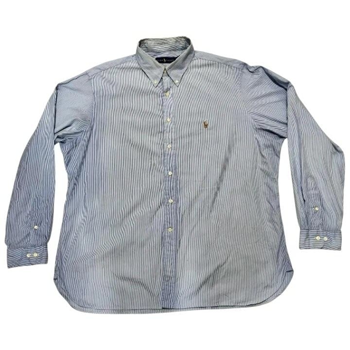 【人気】ラルフローレン BDシャツ 青白ストライプ 18 大きめ 定番