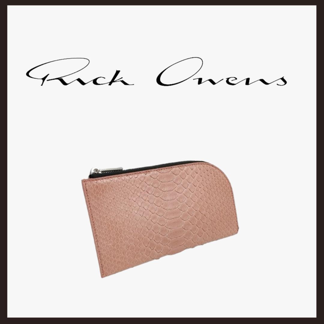 ○★新品 未使用 RICK OWENS スネークスキン Lジップウォレット ピンク（リックオウエンス）○●