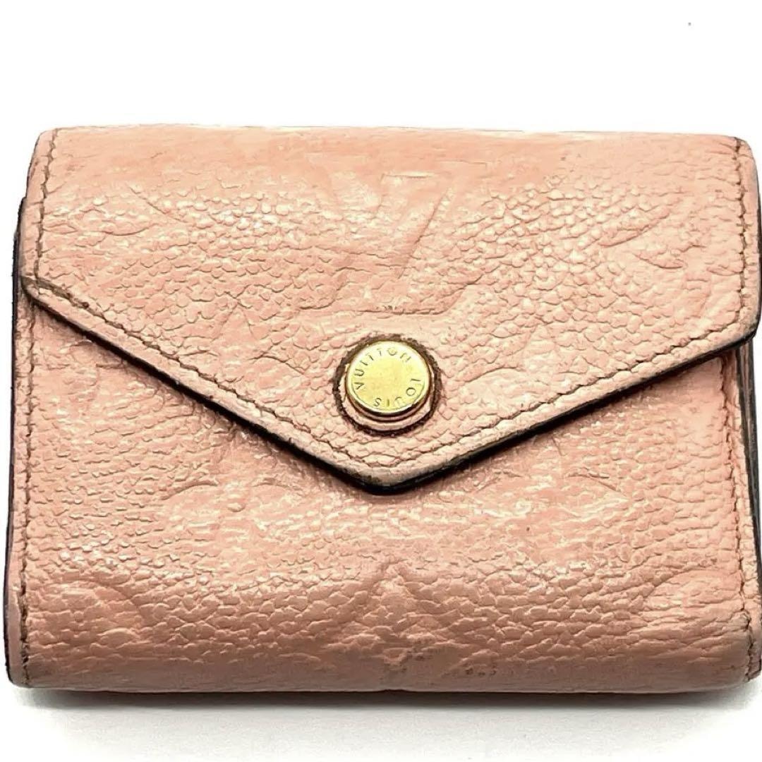 ルイヴィトン モノグラムアンプラント ポルトフォイユ ゾエ 三つ折り財布　ピンク