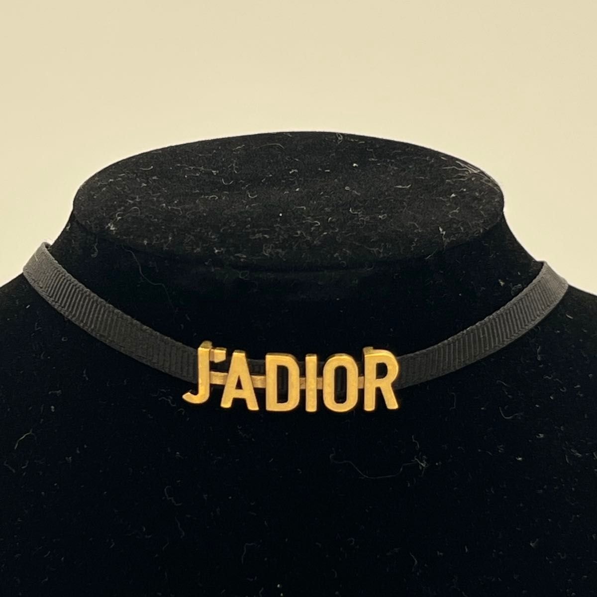 DIOR ディオール ジャディオール　ロゴ チョーカー　ネックレス ブラック　ゴールド メタル