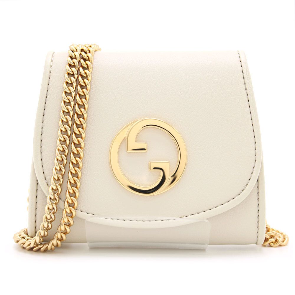 中古 美品 ほぼ未使用 グッチ GUCCI ブロンディ ミディアム チェーンウォレット 725219 ホワイト ミニバッグ ミニ財布 レディース 白