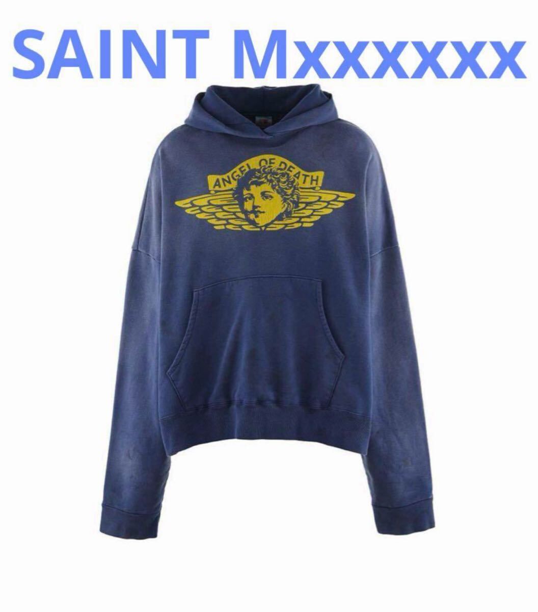 新品 セントマイケル SAINT Mxxxxxx HOODIE/ANGEL パーカー フーディー スウェット HOODIE ネイビー 紺 M